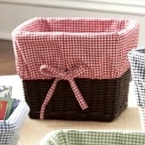 NEW POTTERY BARN KIDS SABRINA BASKET LINER SMALL RED GINGHAM